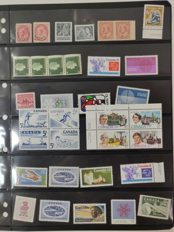 Canada Mint Postage Stamps, Most Never Hinged