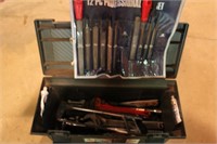 black tool box and contents