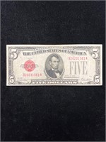 1928 $5 Red Seal Note