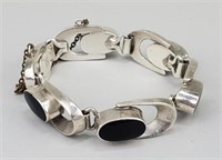 Sterling Silver & Onyx Mexican Bracelet.
