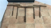 (5) primitive wood Augers