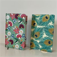 (2) New Dot Grid Notebook - Flower Peacock Feather