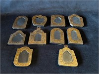 Lot of 10 Small Standing Brass Mirrors