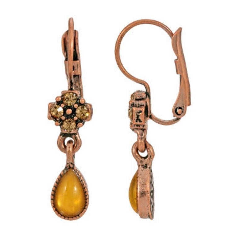 1928 Copper Tone Drop Earrings