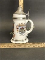 German Porcelain Lithophane Regimental Beer Stein