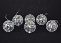 6pc Small Mirrored Disco Ornaments 4"