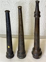 ANTIQUE BRASS FIRE NOZZLES – LARGEST 9 INCH