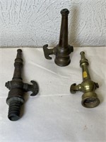 ANTIQUE BRASS FIRE NOZZLES-LARGEST 8 INCH