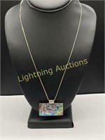 STERLING SILVER ABALONE PENDANT NECKLACE