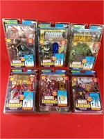 6 Marvel Legends figures with comic books