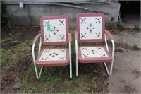 (2) Antique Steel Lawn Chairs