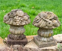 Early 20th Century Cast Stone Fruit Cornucopias