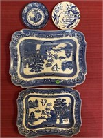 4 pieces of China: Blue Willow Platter Bakewell