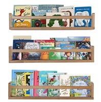 AZSKY NurseryLight Walnut Floating BookShelves