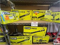 RYOBI Lot of 7 RYOBI tools contents on the shelf