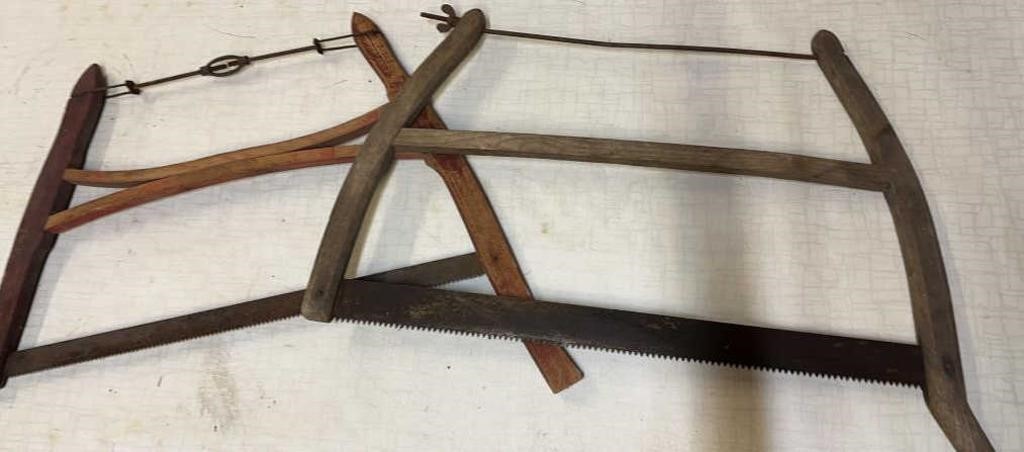 2) Antique Vintage Buck Cross Cut Bow Hand Saw