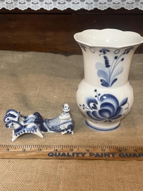 Vintage Russian GZHEl Vase & Figurine lot