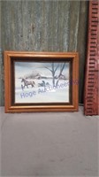Horse and sleigh framed picture