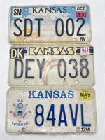 (3) Kansas License Plates