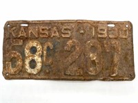 Kansas 1930 License Plate