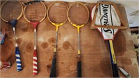 VTG Lot Of 5 Tennis & Bad Mitten Rackets