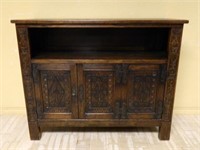 Well Carved Neo Gothic Oak Cabinet.
