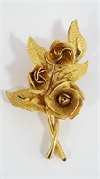 1940s Signed CORO Roses Bouquet Brooch Pin