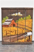 Signed Hand Painted Country Barn Landscape