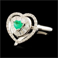 18K Gold Ring with 0.21ct Emerald & 0.61ctw Diam