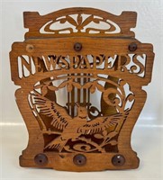 CHARMING VINTAGE FRETWORK NEWSPAPER RACK