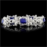 10.94ct Sapphire & 3.69ctw Diam Bracelet 14K Gold