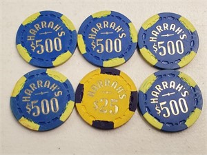 Harrah's 500 And 25 Casino Chips
