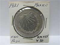 1921 Mexico 1 Peso silver