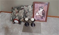 Oil Print, Candle Holders, Clock& Pillows