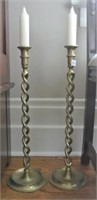 Tall Brass Spiral Candlesticks