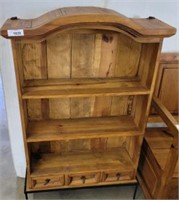 PRIMITIVE PINE BOOKSHELF W/ 3 DRAWERS AND