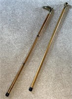 (2) Wooden Brass Handle Walking Canes