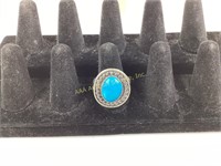 Large Native American silver ring hallmarked J.
