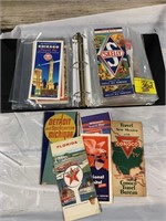 BINDER FULL OF ANTIQUE GAS & OIL ADVERTISING MAPS