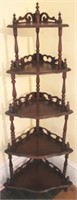 Carved Victorian Corner Shelf - 20" x 13" x 56"