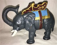 Painted Cast Iron Mechanical Elephant Bank