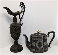Tea Pot and Speltzer Ewer