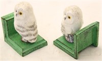 Pair cast iron owl bookends