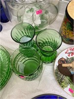 3 Vintage Green Vases