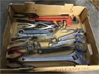 assorted wrenches pipe wrench more