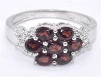 925 Sterling Silver 2.10 cts Garnet Ring