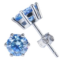 925S 1.0ct Blue Moissanite Stud Earrings