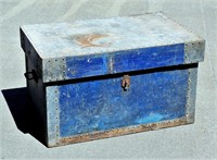 Vintage Heavy Trunk Wood with Sheet Metal Chest