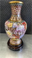 Cloisonné vase approx 7" x 14.5”