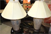 Pair of Heavy Base Table Lamps 31H